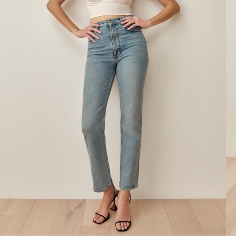Reformation Liza High Straight Jeans in Ibiza Wash - Picture 1 of 6